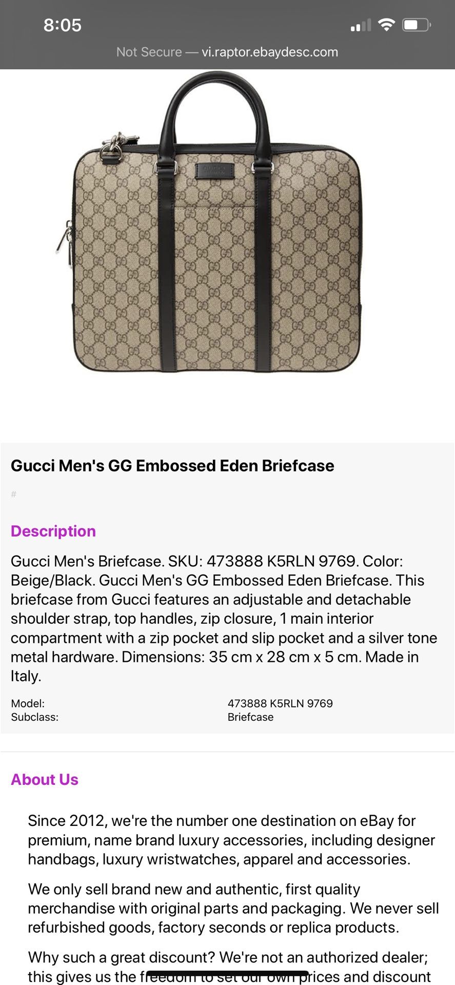 Gucci briefcase brand new never used