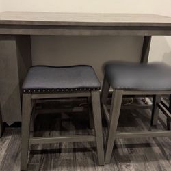 Grey Counter Height Dining With Shelves & 2 Stools $390  OBO