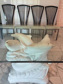 Used Dolphin Dining Table Set with 4 Chairs, Entry Table, and side table