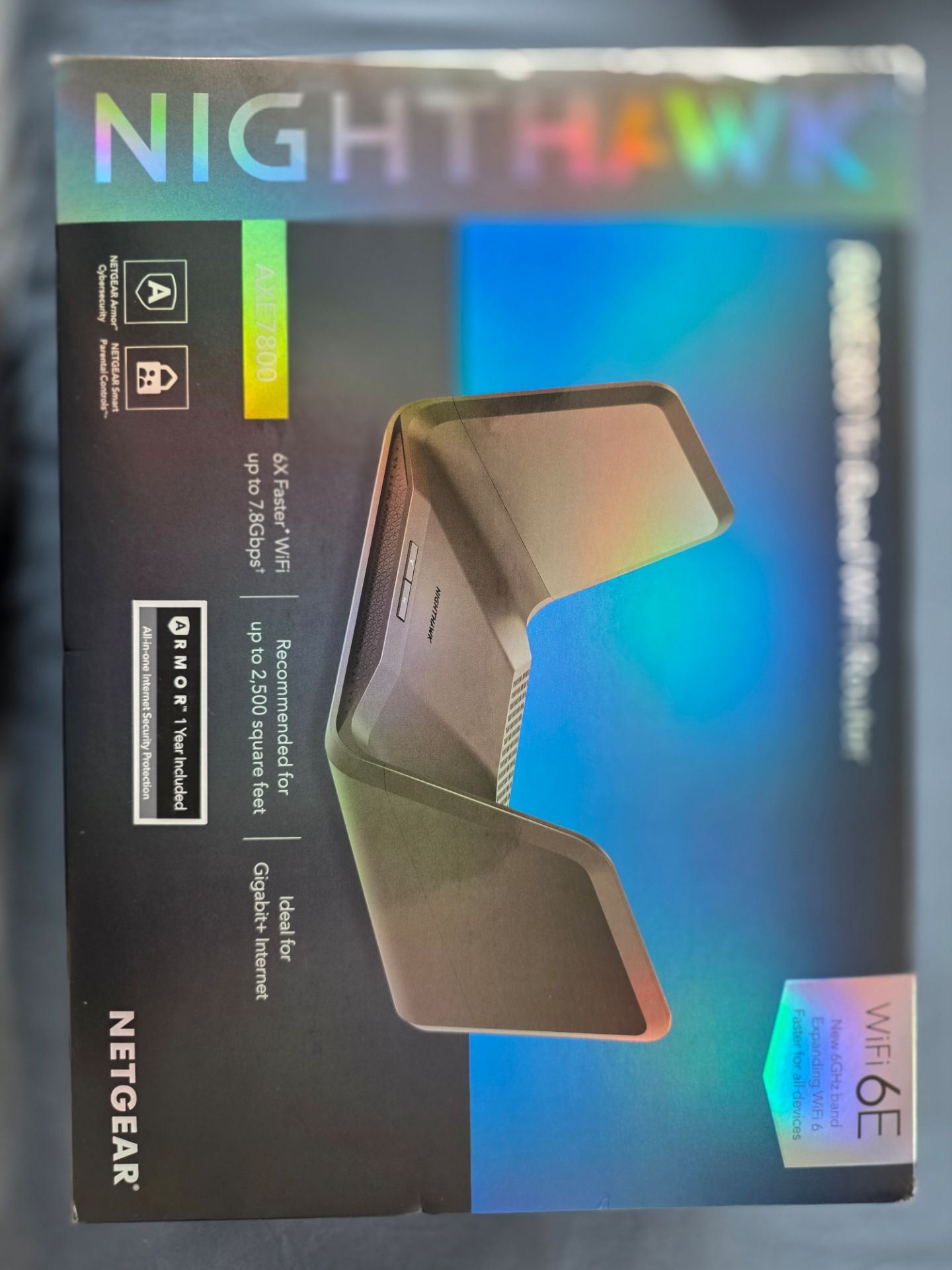 NETGEAR Nighthawk RAXE300 AXE7800 Tri-Band WiFi 6E Router.