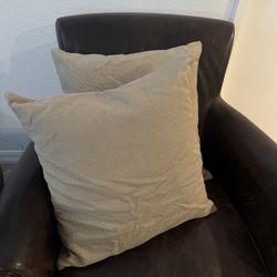 2 Pottery Barn Taupe/Beige Colored Square Pillow Covers - Pillow Covers ONLY