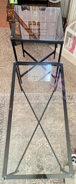Glass Top Metal Frame Table Set of 2