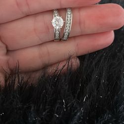 14KT White Gold Wedding Set