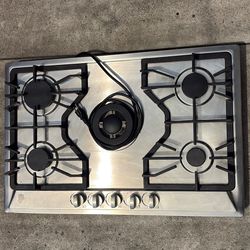 30 Inch Gas Cooktop, Stainless Steel Built-in 5 Burners Gas Stovetop LPG/NG Convertible Gas Stove Top Dual Fuel Gas Hob DM527-05