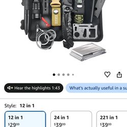 12-in-1 Emergency Survival Kit – Brand New / Tactical Gear for Camping & Hiking