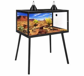 120 Gallon Bearded Dragon Tank with Leg, 4x2x2 Reptile Enclosure with Tempered Glass Sliding Doors, Lockable Front Opening and Metal Mesh Top, Large T