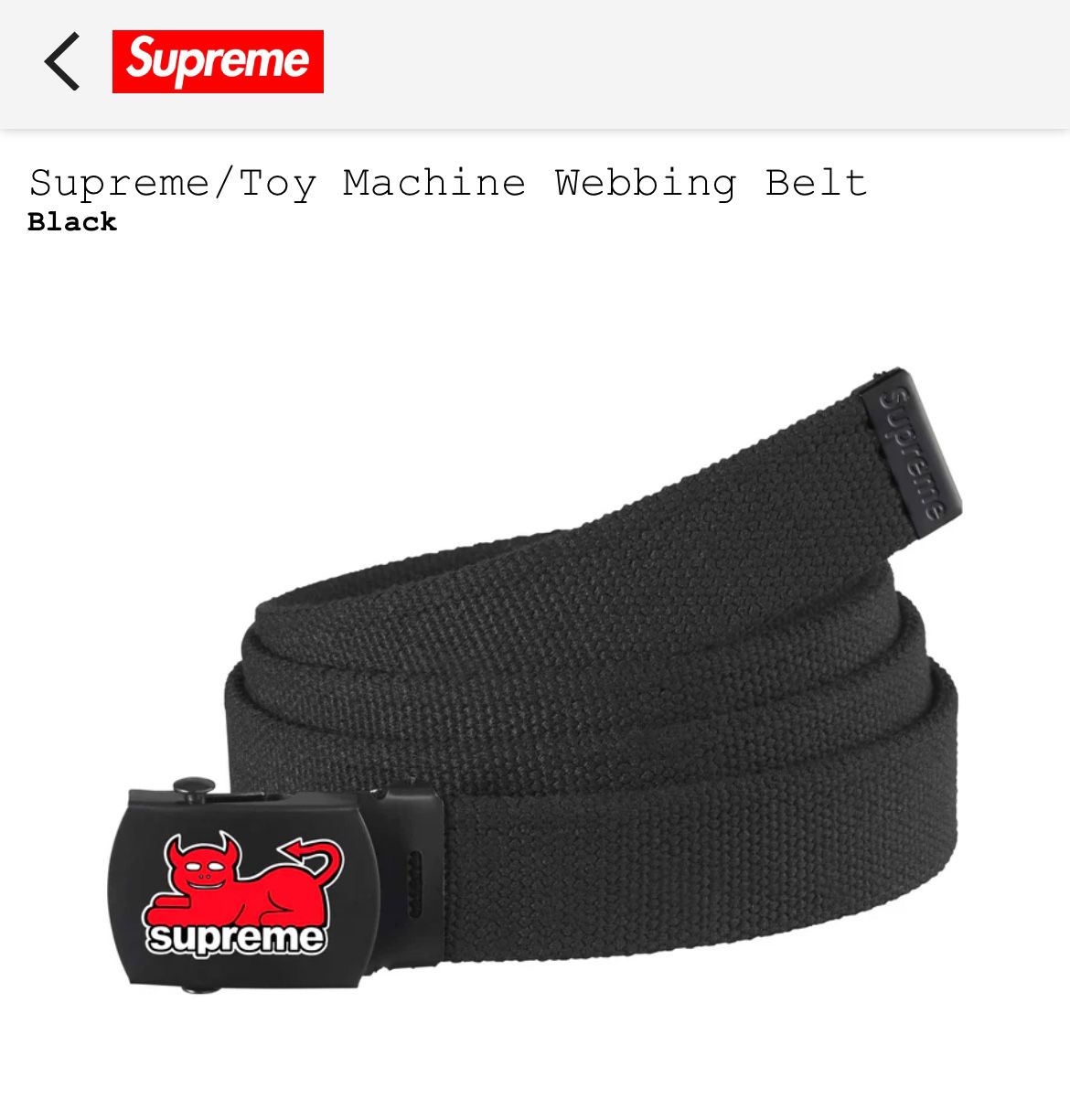 Supreme Toy Machine Webbing Belt Black