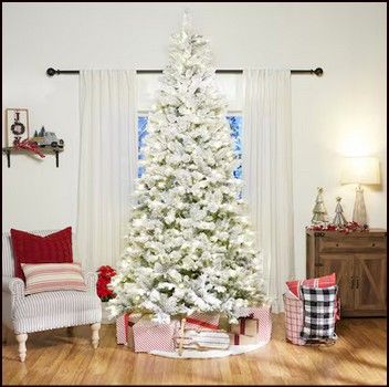 Holiday Living 9-ft Albany Pine Pre-lit Flocked Artificial Christmas Tree with LED Lights