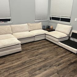 Cream Corduroy Sectional Couch