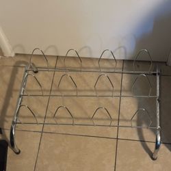 Silver-toned Shoe Rack - Holds 6 pairs