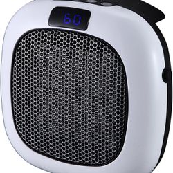 Hunter 750W Wall Mount Space Heater-12 Hour Timer, Two Heat Settings, Digital Display, Adjustable Thermostat, White