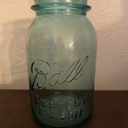 three vintage/antique blue canning jars $10 each Ball, Atlas strong shoulder quart, Presto clear
