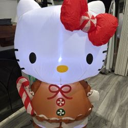 4.5 Ft Hello Kitty in Gingerbread Dress Sanrio Inflatable Christmas Yard Decor