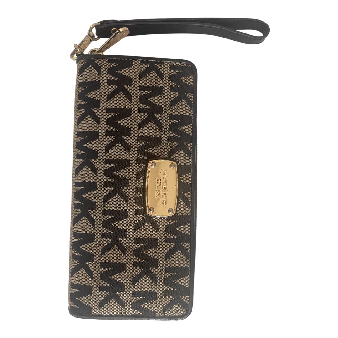 Authentic Michael Kors Wallet Women Clutch Brown Signature Zip