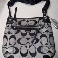 Coach Monogram Black and Gray Crossbody Bag