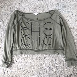 Olive Green Cropped Blouse S