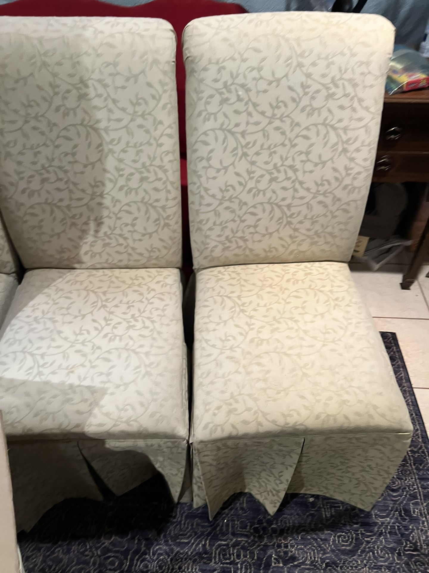 Set Of SIX Button Back Dining Chairs Skirted Chairs 