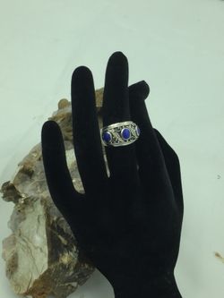 Vintage 925 STER Silver Lapis NA Ring 5.5