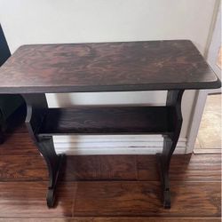 Vintage Solid Wood End Table w/ Magazine Holder
