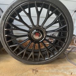Forgiato NB6-M 26” Wheels + Tires – Gloss Black Floating RR Cap, 5x112 Luxury Rims