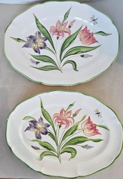 Vietri Italy Floral Oval Serving Platters - Set of 2