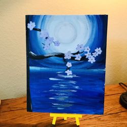 Painting of moon light, acrylic paint