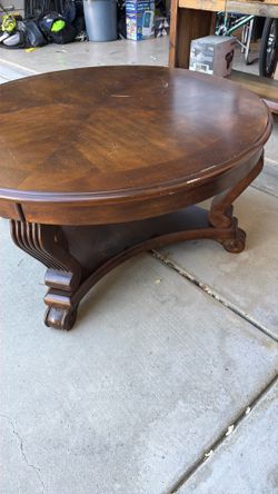 Round solid wood coffee table