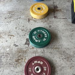 220 LB Olympic Bumper Plates Set – Color Coded (2” Barbell)