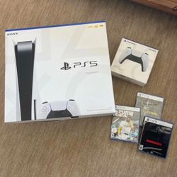 PS5 Console Disc Version 3 Game + 1 Controller Bundle 