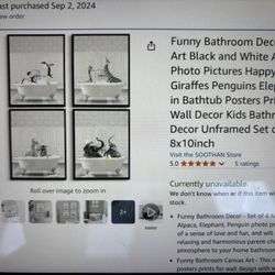 Cute Animal Bathroom Wall Art 