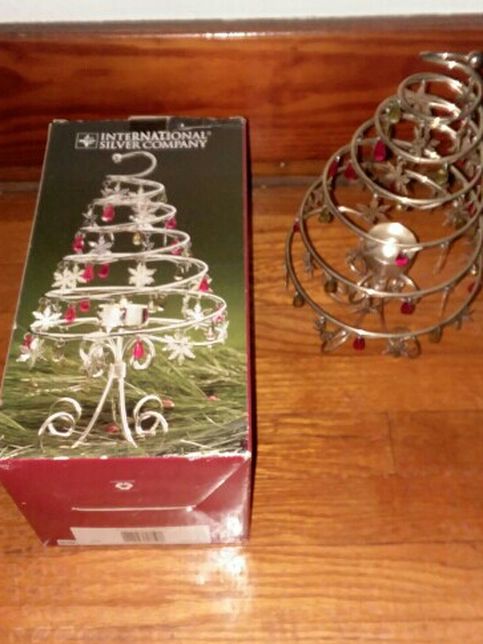 Silver Christmas Tree Tea Light Decoration