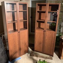(2) 6 Shelf Cabinets - 80 Inches Tall - Glass Doors -  Very Clean