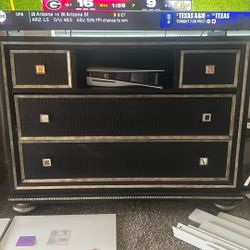 Black TV Stand with Drawers – Needs Minor Repair – Priced to Sell