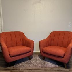 Orange Mid-Century Chairs (Set of 2)