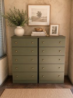 Matching Olive Green Dressers (Set of 2) – Modern Minimalist ✨
