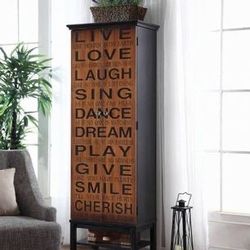 Brand New Tall Rich Brown/Black Cabinet with Inspiring Message Design