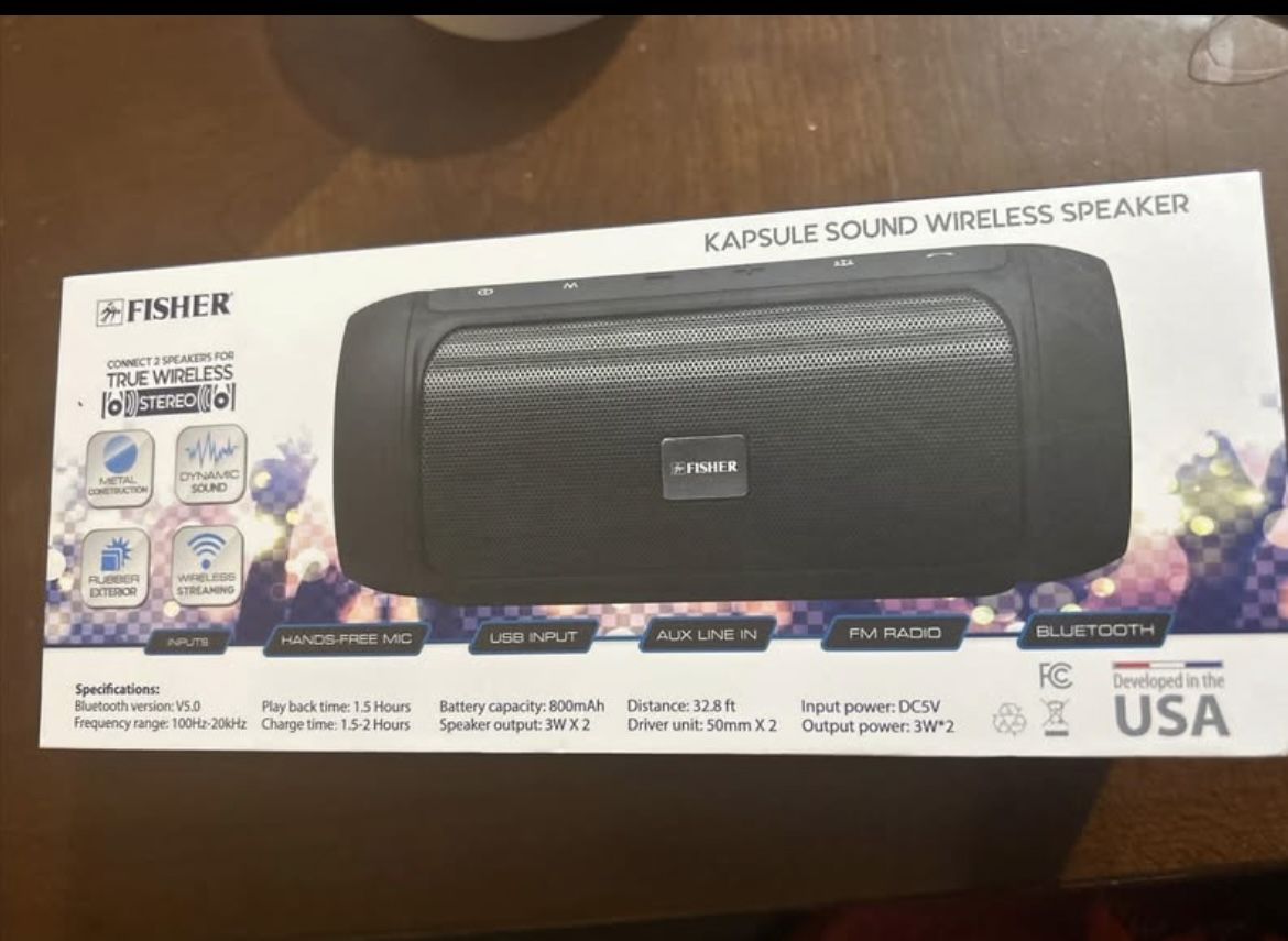 Bocina Bluetooth Marca Fisher Radio FM Recargable USB Input