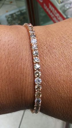 14k Gold rose gold tennis multi color diamonds