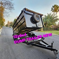 BRAND NEW DUMP TRAILER 8X12X4 12,000 LBS HYDRAULIC SYSTEM ROLLING TARP AND SPARE TIRE LED LIGHTS TITLE IN HAND READY FOR WORK FOR ANY QUESTION TEXT ME
