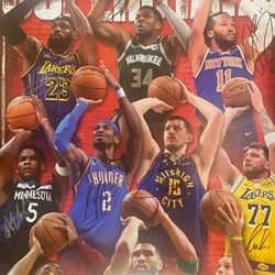 NBA Superstars Autograph Poster LeBron Jokic Shai Luka Tatum Mitchell 