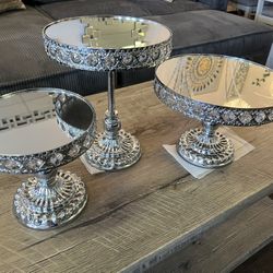 3 Pc Silver Cake Stand 
