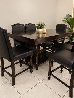 Counter Height Dining Table Set with 6 Chairs