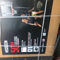 Basketball Hoop 50” Steel frame set up a backboard