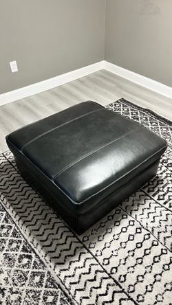 Black Leather Ottoman