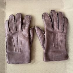 Brown Leather Men’s Size Medium Driving Winter Gloves Used G1