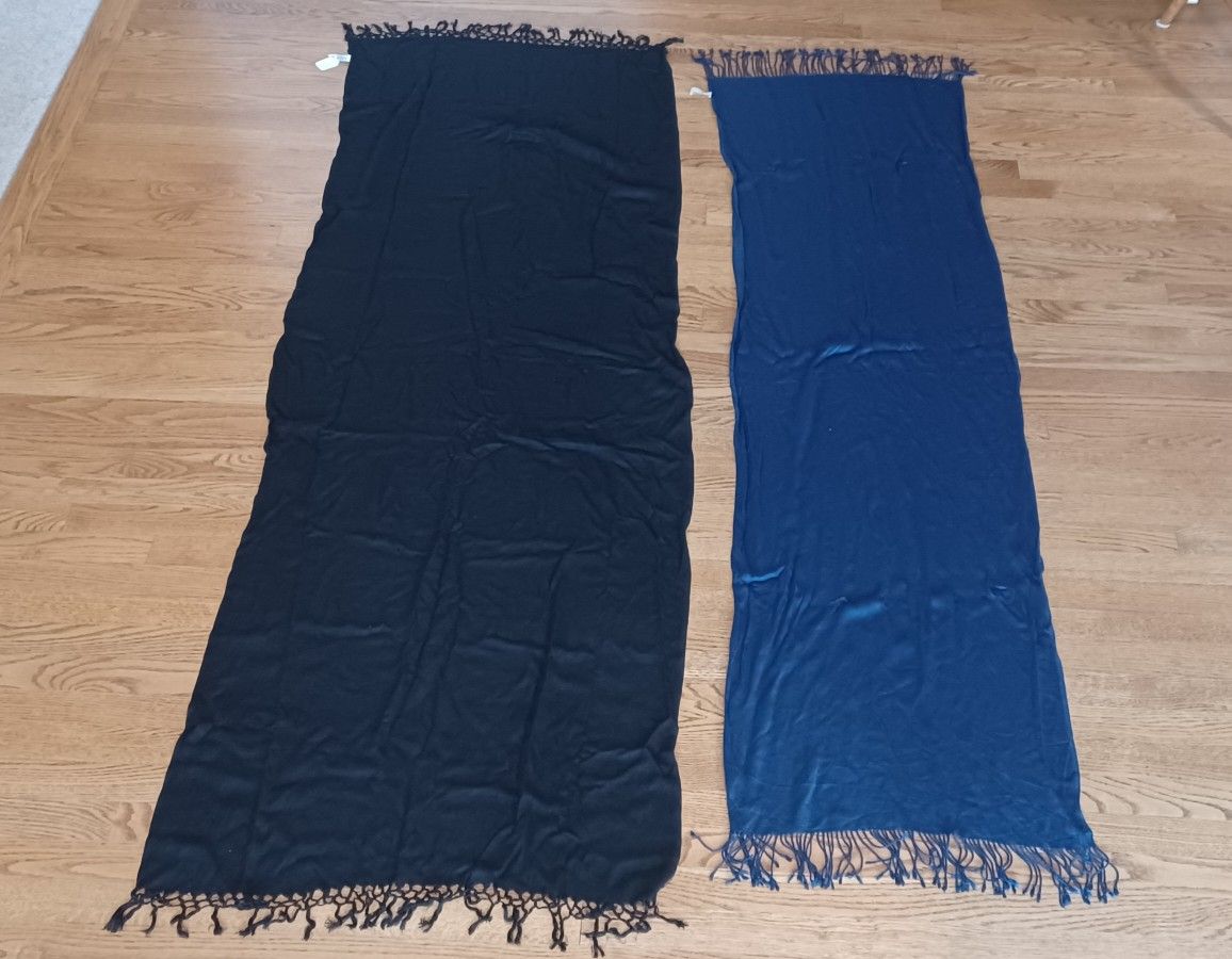 Large shawls/wraps, black Sasha brand, and Royal Blue 18 collection brand $9 each, New wo price tags