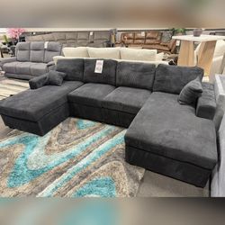 Gray or Black Duel chaise sectional sofa