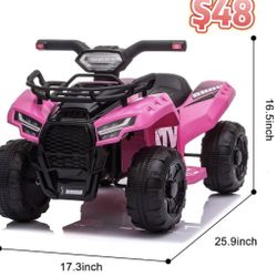 😀 Kids Ride on ATV, 6V Battery Powered Kids Electric Vehicle, 4 Wheeler Quad w/Headlights, MP3, USB, Volume Control, Large Seat, Electric Ride on Toy