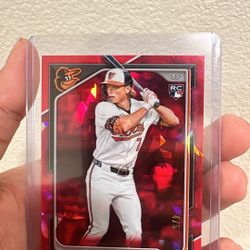 Jackson Holliday 4/5 Red Bowman Chrome Sapphire Rookie Baseball Card