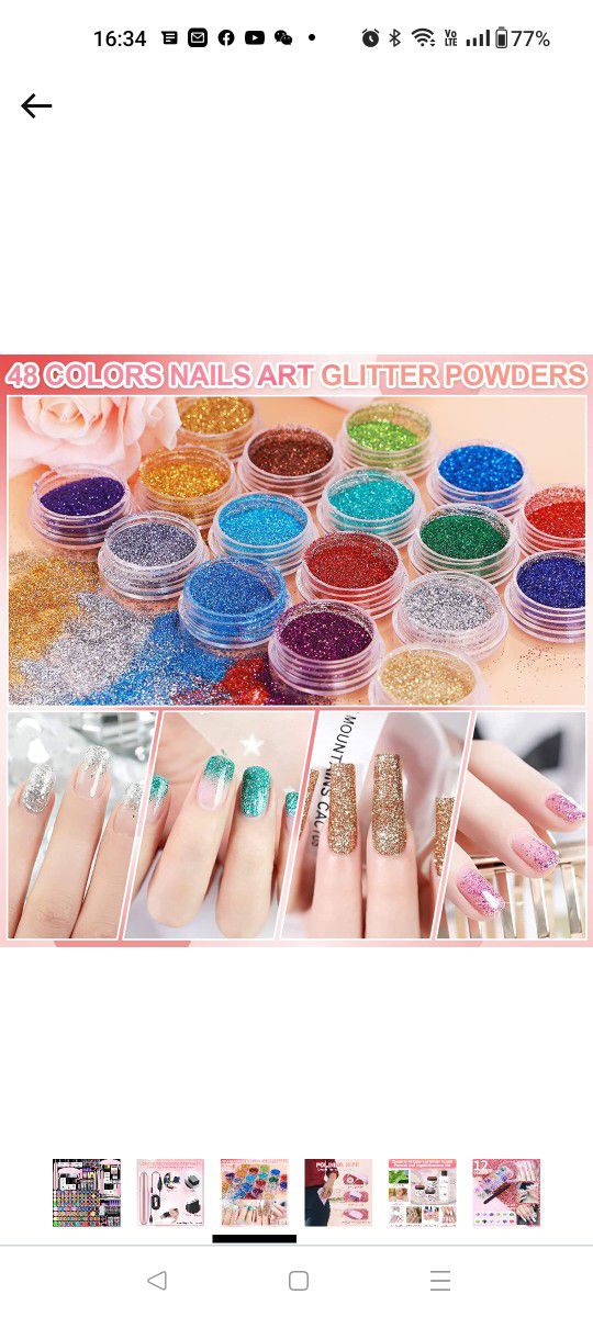 48 Colors Acrylic Nail Kit with Drill and UV Light - Glitter Acrylic Powder Monomer Liquid Set with Everything with Acrylic Brushes and 200 Pcs Nail 